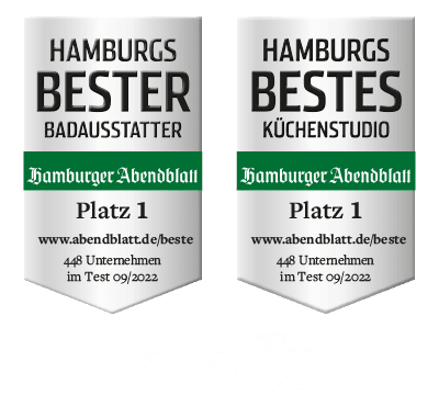Bild der Auszeichnung von Ellerbrock als bestes Küchenstudio und bestes Badstudio, verliehen vom Hamburger Abendblatt